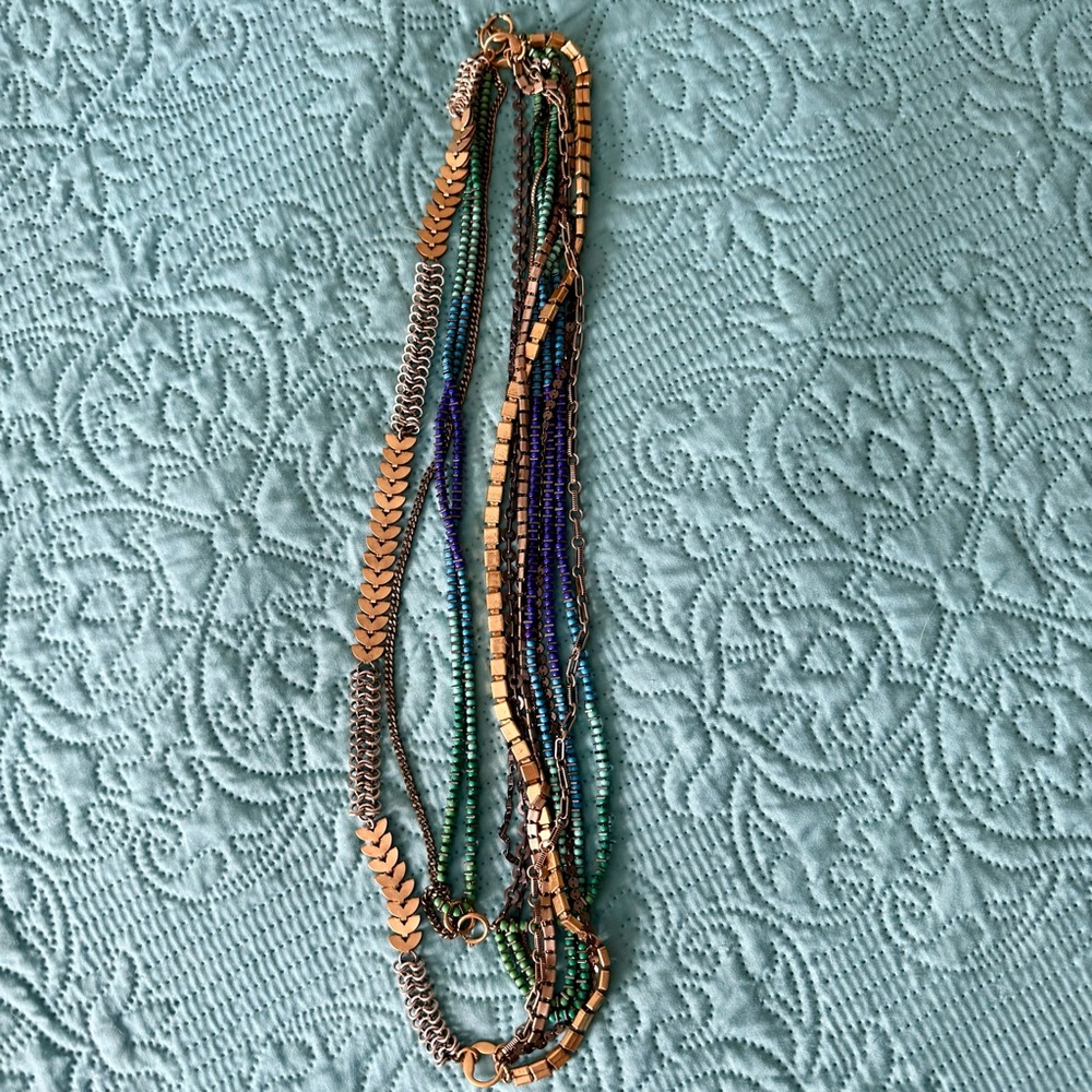 Stella & Dot Gold and Blue Layered Necklace